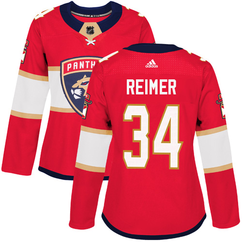 Adidas Florida Panthers #34 James Reimer Red Home Authentic Women Stitched NHL Jersey